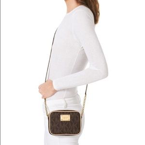 Michael Kors Crossbody Leather Bag, Brown Monogram